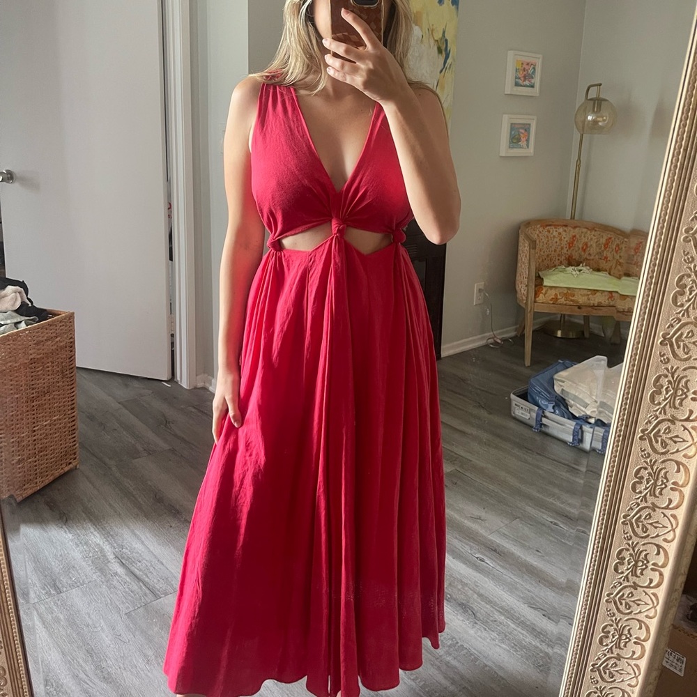 Farm Rio cutout red dress